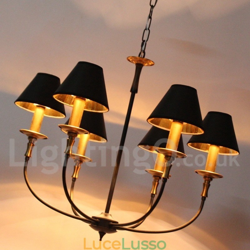 Lampadario in stile rustico retrò contemporaneo a 6 luci