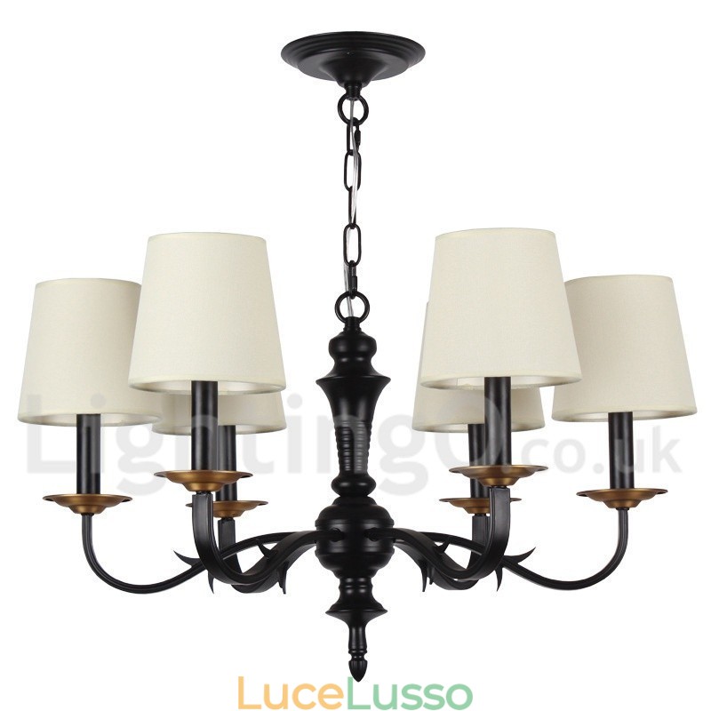 Lampadario in stile rustico retrò a 6 luci