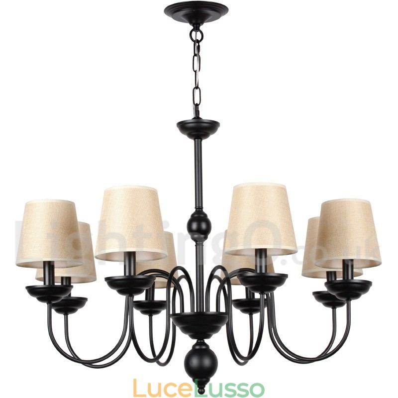 Lampadario in stile rustico retrò contemporaneo a 8 luci