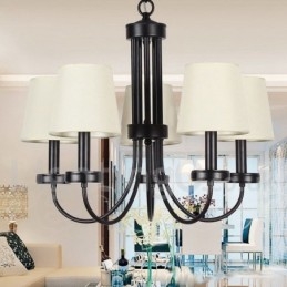 Lampadario a 5 luci in stile candela nero retrò contemporaneo
