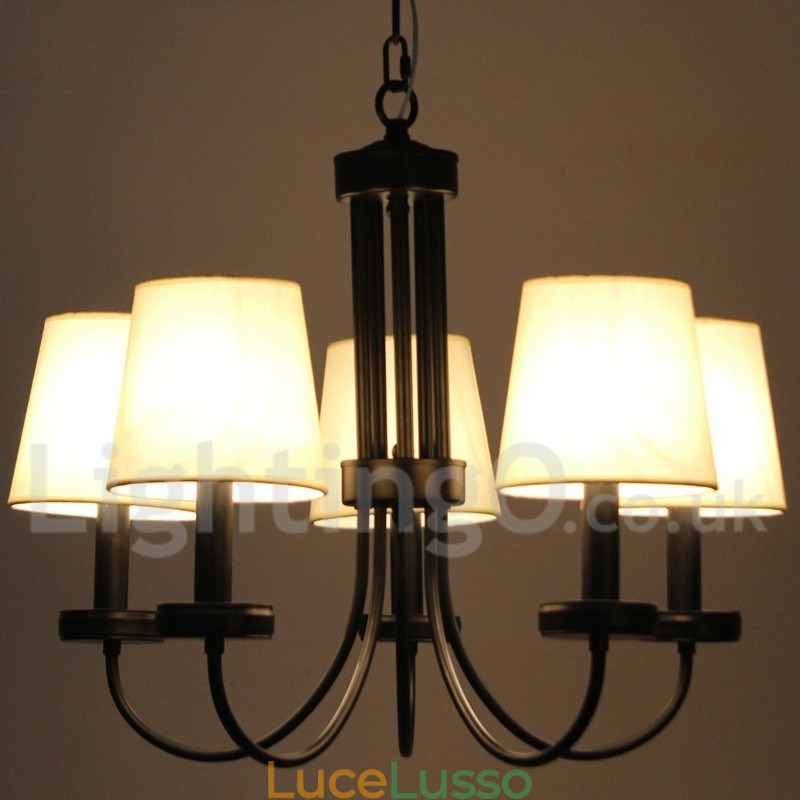 Lampadario a 5 luci in stile candela nero retrò contemporaneo