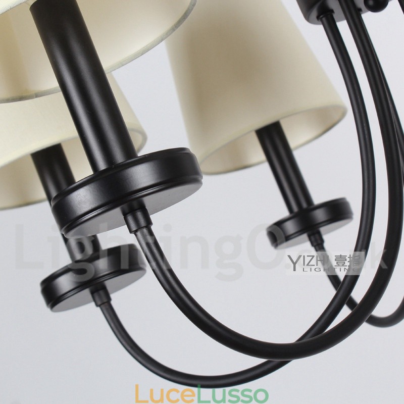 Lampadario a 5 luci in stile candela nero retrò contemporaneo