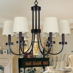 Lampadario a 6 luci in stile candela nero retrò contemporaneo