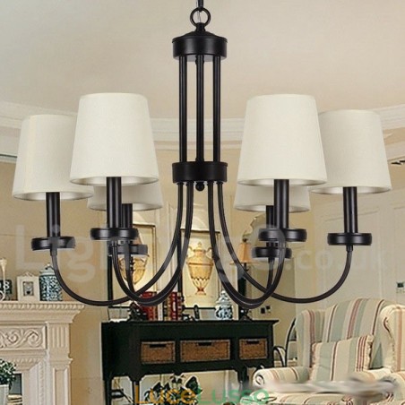 Lampadario a 6 luci in stile candela nero retrò contemporaneo Lampadario a 6 luci in stile candela nero retrò contemporaneo