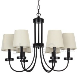 Lampadario a 6 luci in stile candela nero retrò contemporaneo