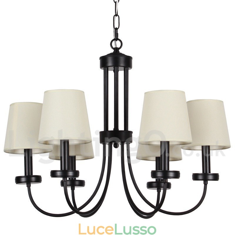 Lampadario a 6 luci in stile candela nero retrò contemporaneo