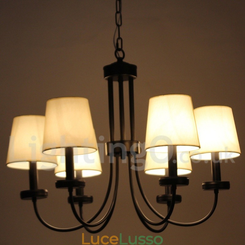 Lampadario a 6 luci in stile candela nero retrò contemporaneo