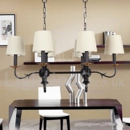 Lampadario in stile rustico retrò nero a 6 luci