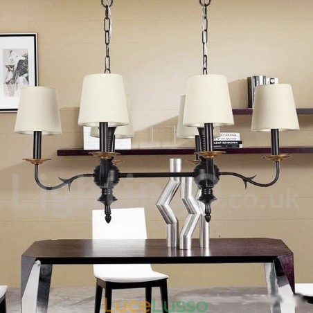 Lampadario in stile rustico retrò nero a 6 luci Lampadario in stile rustico retrò nero a 6 luci