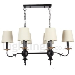 Lampadario in stile rustico retrò nero a 6 luci