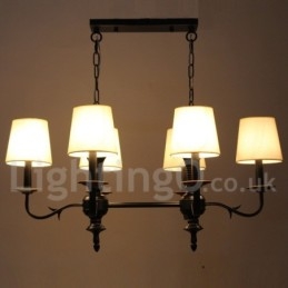 Lampadario in stile rustico retrò nero a 6 luci