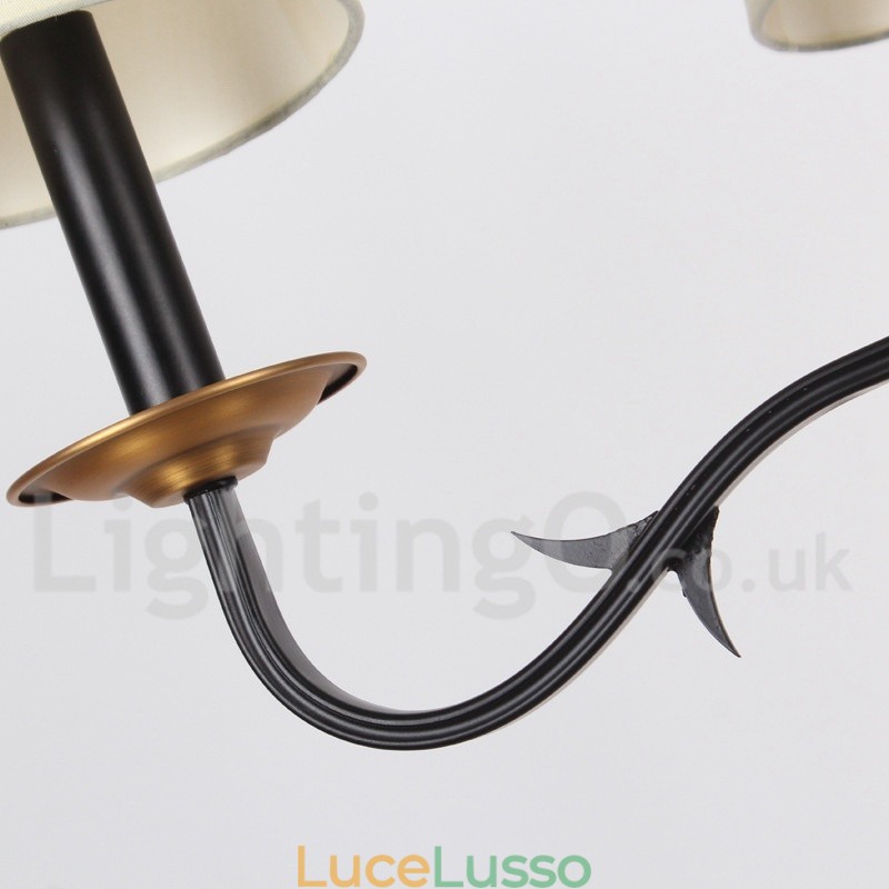 Lampadario in stile rustico retrò nero a 6 luci