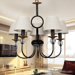 Lampadario a 5 luci rustico retrò nero in stile mediterraneo contemporaneo in stile candela