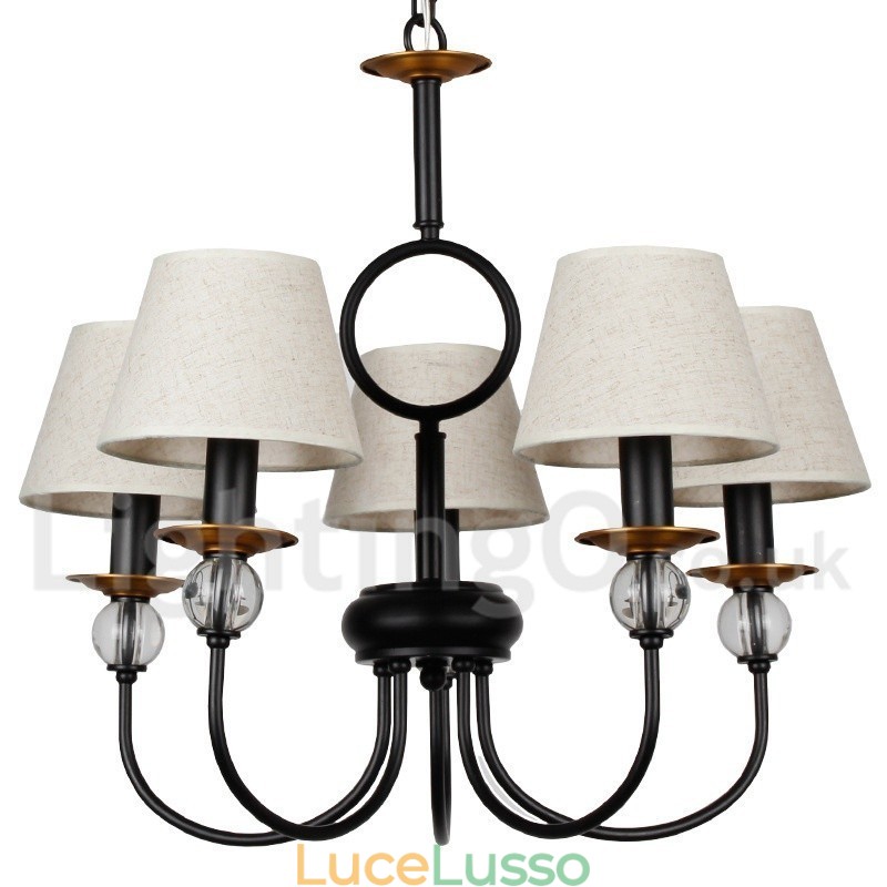 Lampadario a 5 luci rustico retrò nero in stile mediterraneo contemporaneo in stile candela