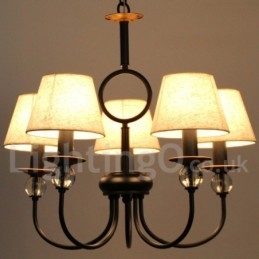 Lampadario a 5 luci rustico retrò nero in stile mediterraneo contemporaneo in stile candela