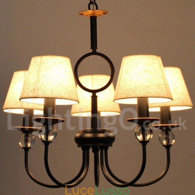 Lampadario a 5 luci rustico retrò nero in stile mediterraneo contemporaneo in stile candela
