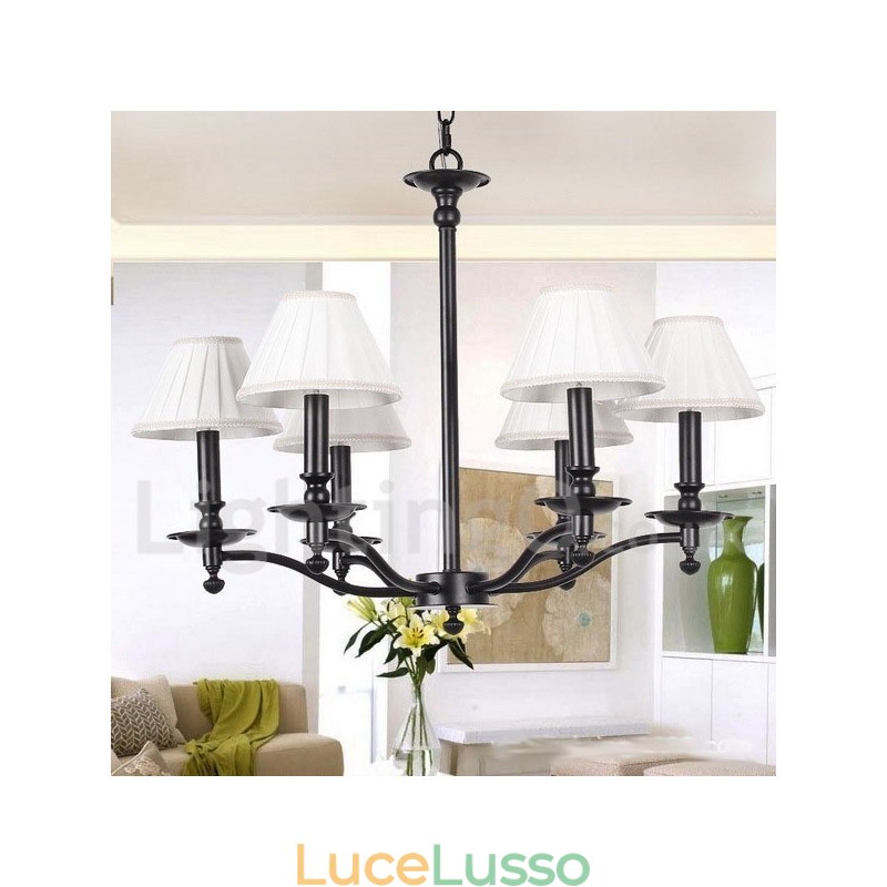 Lampadario in stile rustico retrò a 6 luci