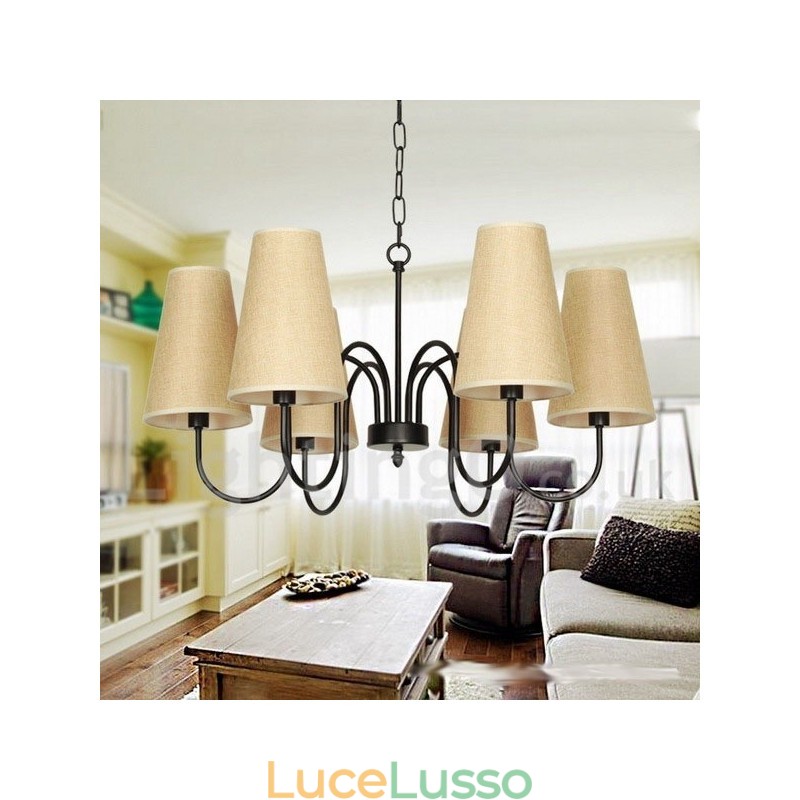Lampadario a 6 luci in stile retrò contemporaneo a forma di candela