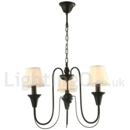 Lampadario a 3 luci in stile retrò nero a forma di candela