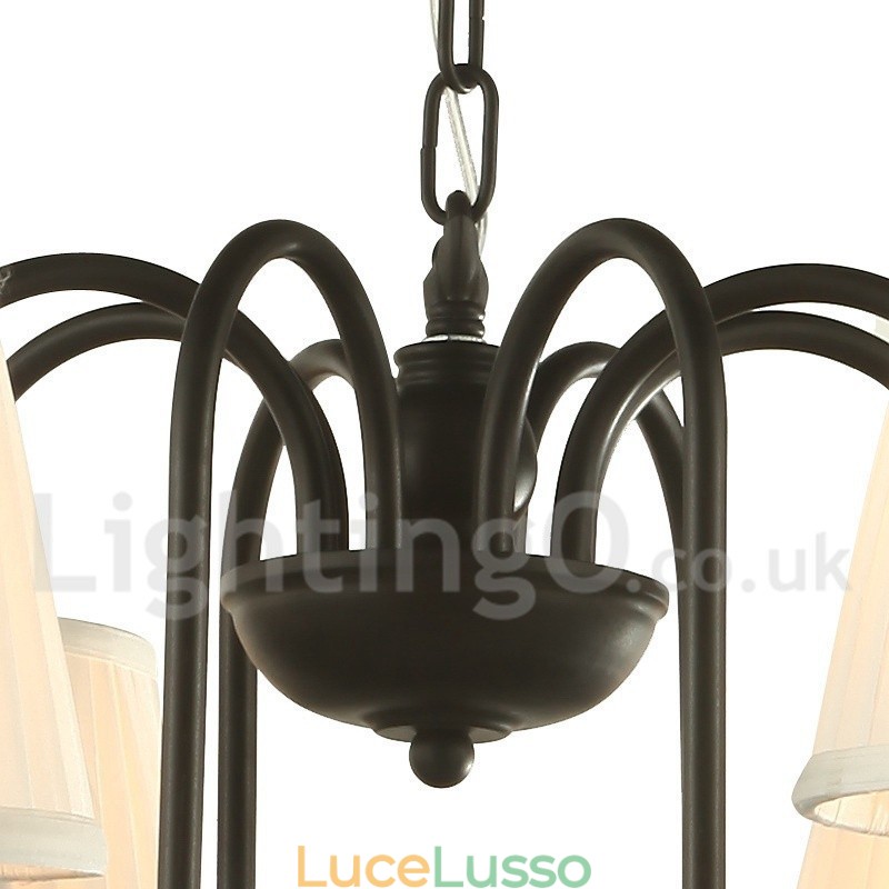 Lampadario a 3 luci in stile retrò nero a forma di candela