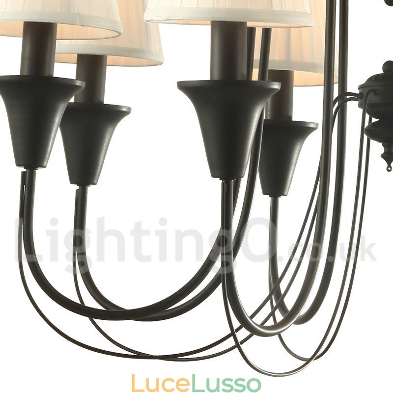 Lampadario a 3 luci in stile retrò nero a forma di candela