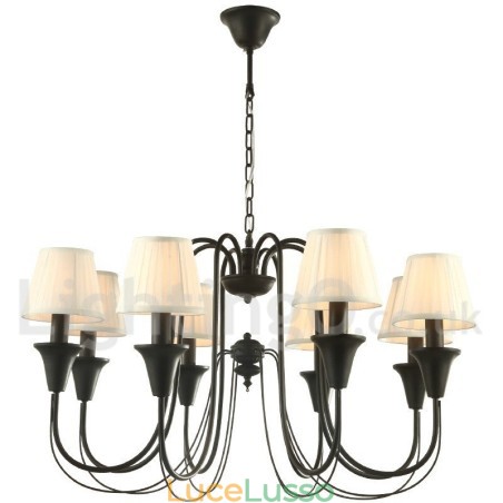 Lampadario in stile retrò nero a 8 luci Lampadario in stile retrò nero a 8 luci