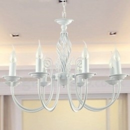Lampadario in stile candela bianco retrò contemporaneo a 8 luci