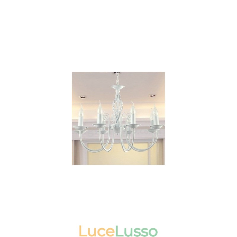 Lampadario in stile candela bianco retrò contemporaneo a 8 luci