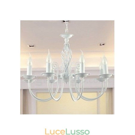 Lampadario in stile candela bianco retrò contemporaneo a 8 luci Lampadario in stile candela bianco retrò contemporaneo a 8 luci