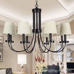 Lampadario a 8 luci in stile candela nero retrò contemporaneo