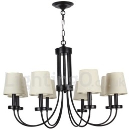 Lampadario a 8 luci in stile candela nero retrò contemporaneo