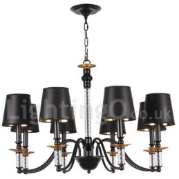 Lampadario in stile retrò nero a 8 luci