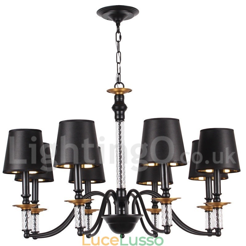 Lampadario in stile retrò nero a 8 luci