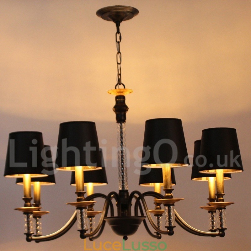Lampadario in stile retrò nero a 8 luci
