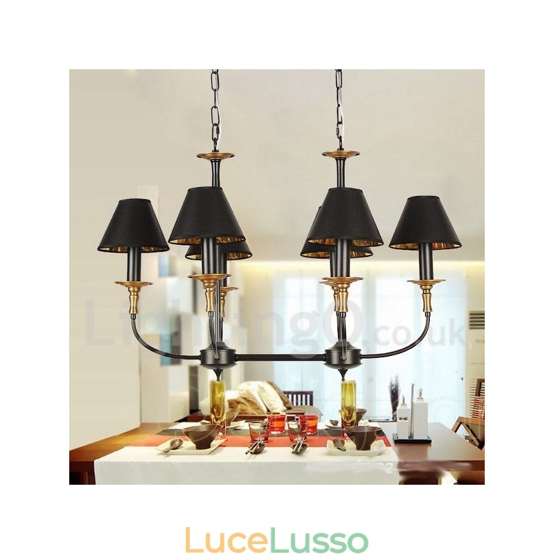 Lampadario a 6 luci in stile retrò contemporaneo a forma di candela
