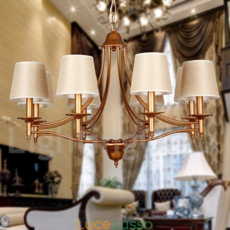 Lampadario a candela in stile mediterraneo retrò rustico a 8 luci Lampadario a candela in stile mediterraneo retrò rustico a 8 luci