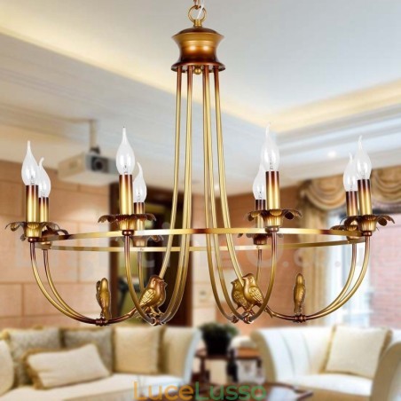 Lampadario in stile rustico retrò a 8 luci Lampadario in stile rustico retrò a 8 luci