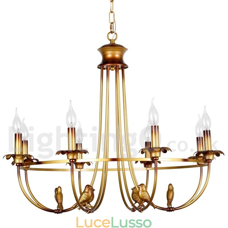 Lampadario in stile rustico retrò a 8 luci