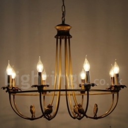Lampadario in stile rustico retrò a 8 luci