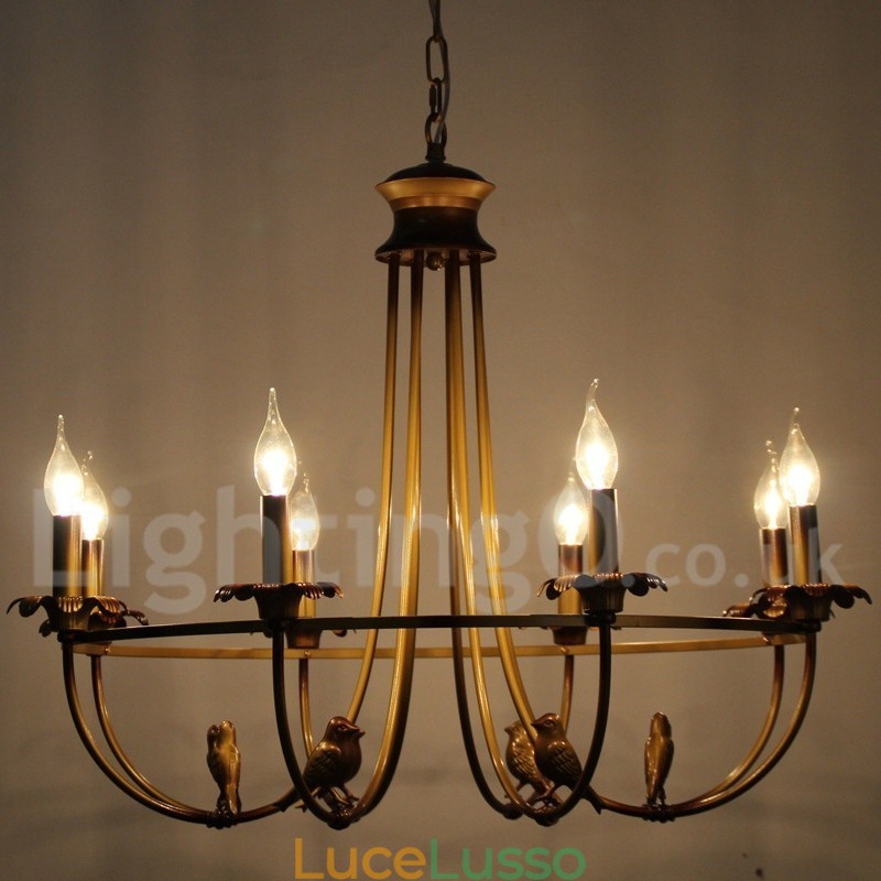 Lampadario in stile rustico retrò a 8 luci