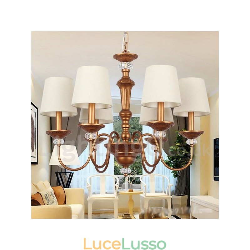 Lampadario in stile retrò rustico nero a 6 luci