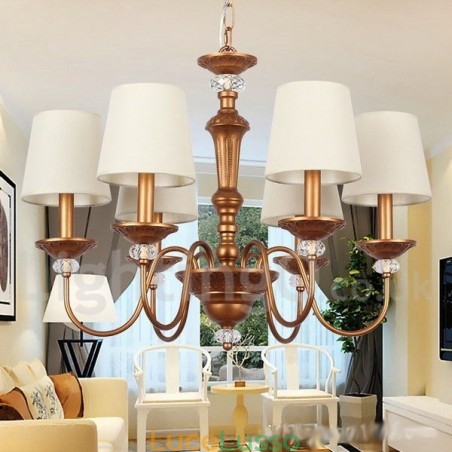 Lampadario in stile retrò rustico nero a 6 luci Lampadario in stile retrò rustico nero a 6 luci