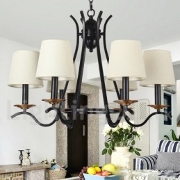 Lampadario a 6 luci in stile candela retrò contemporaneo nero