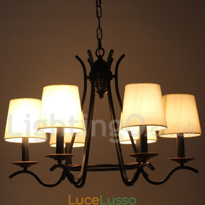 Lampadario a 6 luci in stile candela retrò contemporaneo nero