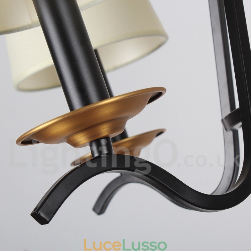 Lampadario a 6 luci in stile candela retrò contemporaneo nero