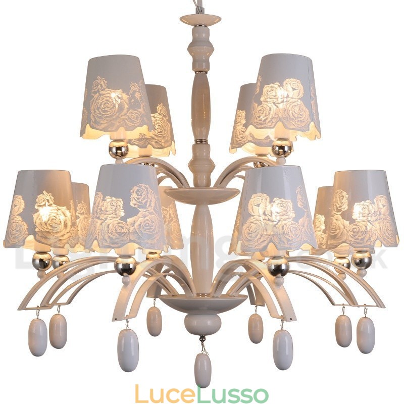 Lampadario grande in stile candela a 2 livelli, rustico retrò nero, 12 luci