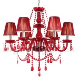 Lampadario a 6 luci in stile candela di cristallo rosso K9
