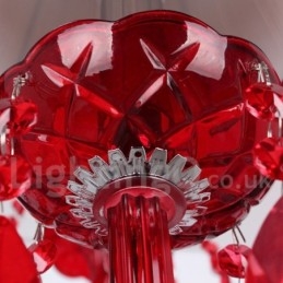 Lampadario in stile candela di cristallo K9 rosso chiaro a 8 luci