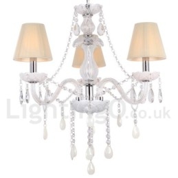 Lampadario a 3 luci in stile candela di cristallo bianco K9