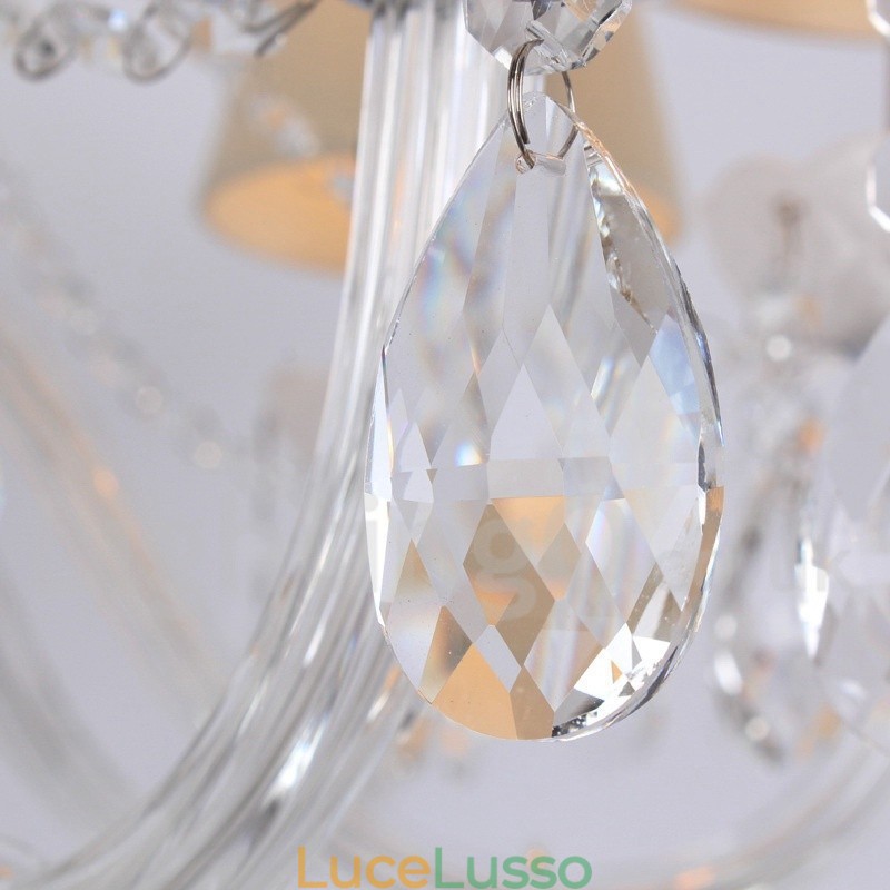 Lampadario a 8 luci in stile candela di cristallo bianco K9